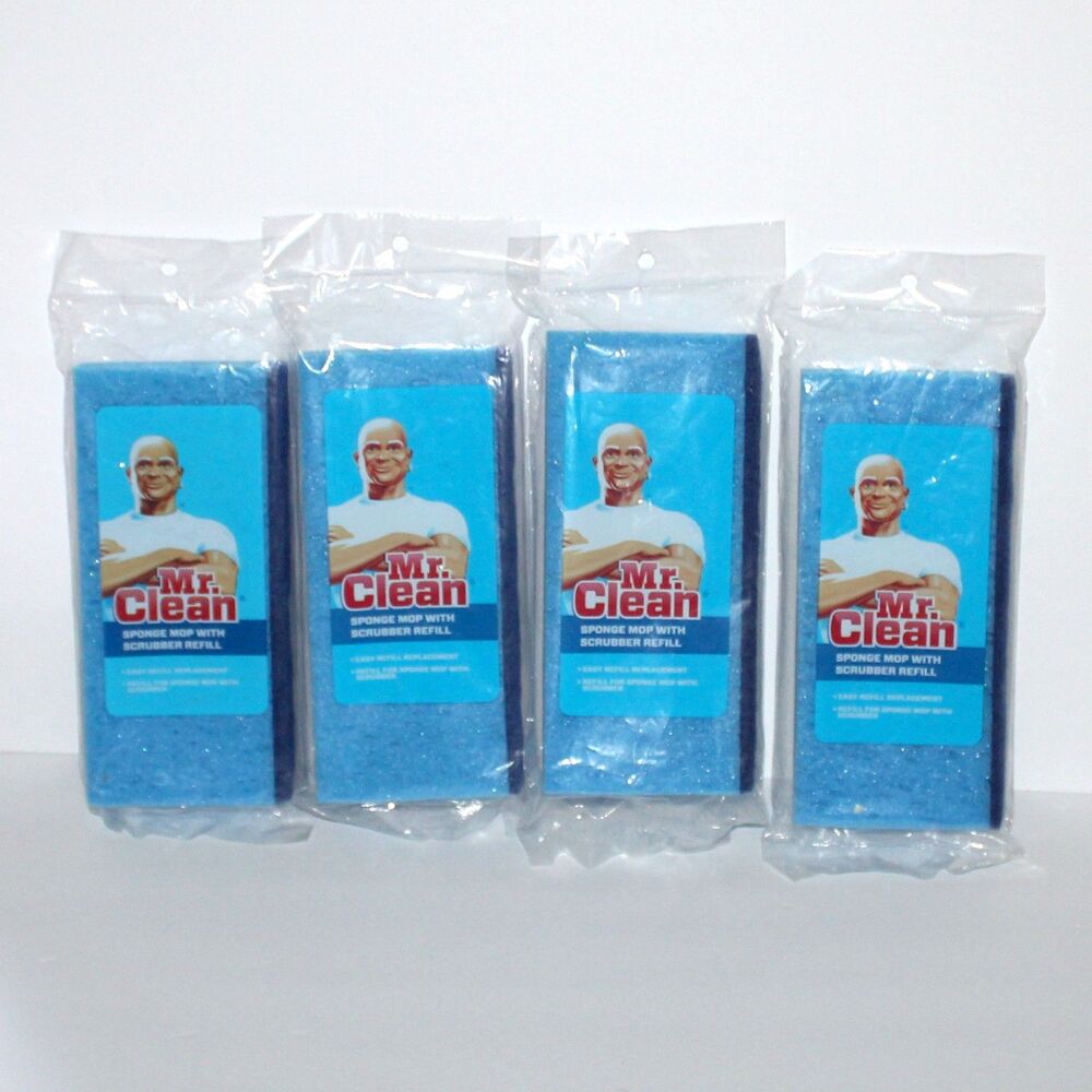 Mr Clean Sponge Mop With Scrubber Refill lot of 4